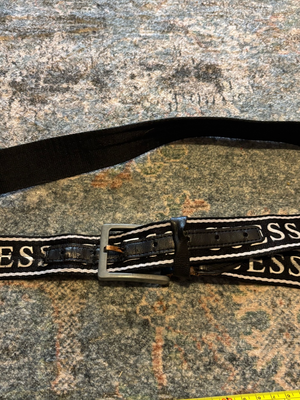 Guess Black and White Logo Webbing Belt